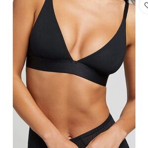 Negative Cotton Triangle Bralette in Black Size 1